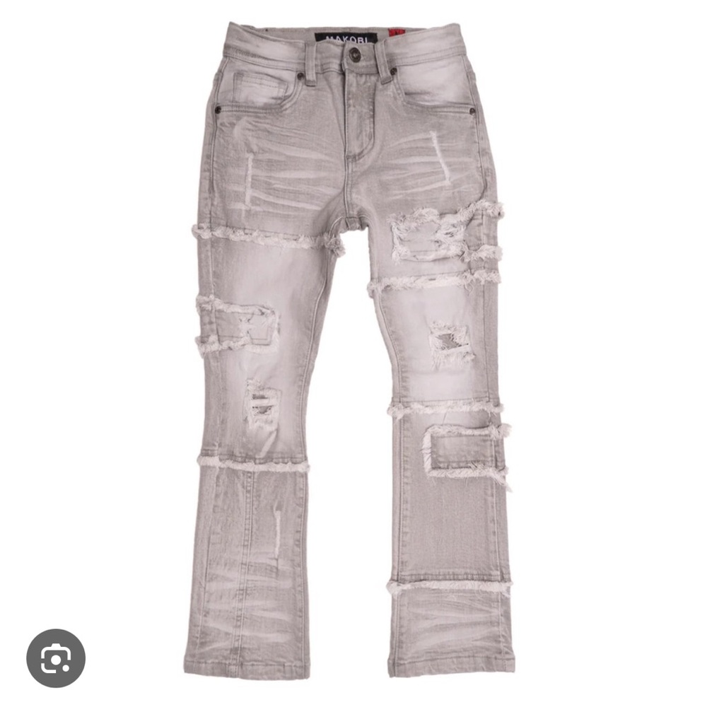 Grey Boys Distressed Makobi Jeans - Comfort stretch for your kids